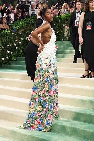 Ayo Edebiri on the Met Gala red carpet.